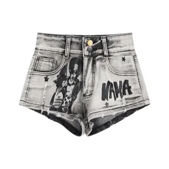 Garbege Denim Shorts Women's Black Gray