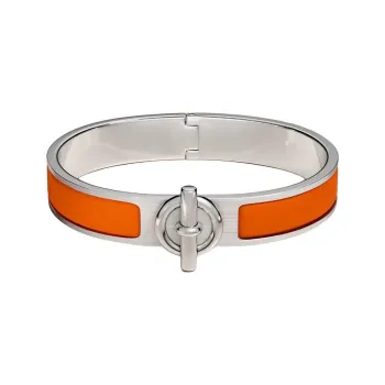 HERMES Enamel, Metal Bangles Unisex Orange