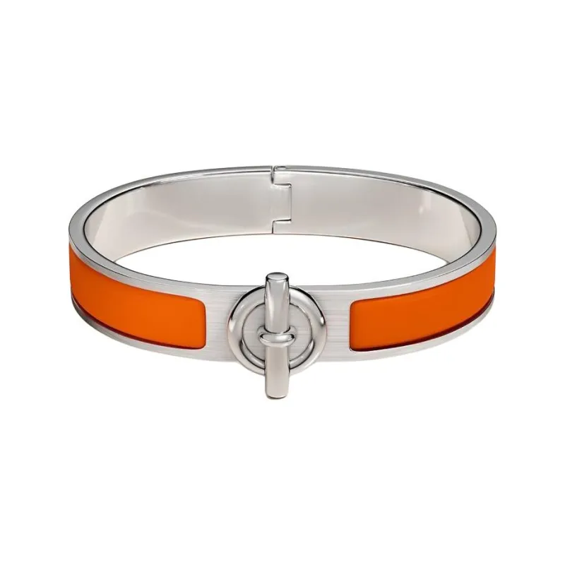 HERMES Enamel, Metal Bangles Unisex Orange-0