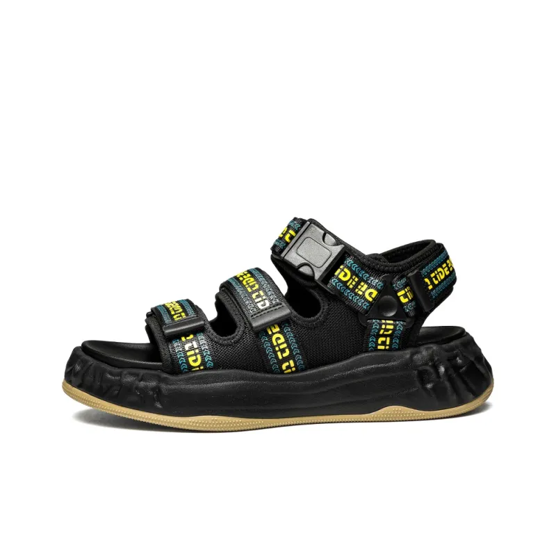 FAPAI Beach Sandals Men Apricot/Black Green-6