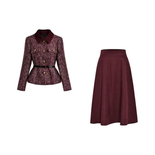 DIFFIE RIEGER Skirt Set Women's Burgundy