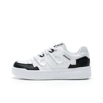 QIAODAN Anti Slip Wear Resistant Low Top Skateboard Shoes Women's White Black