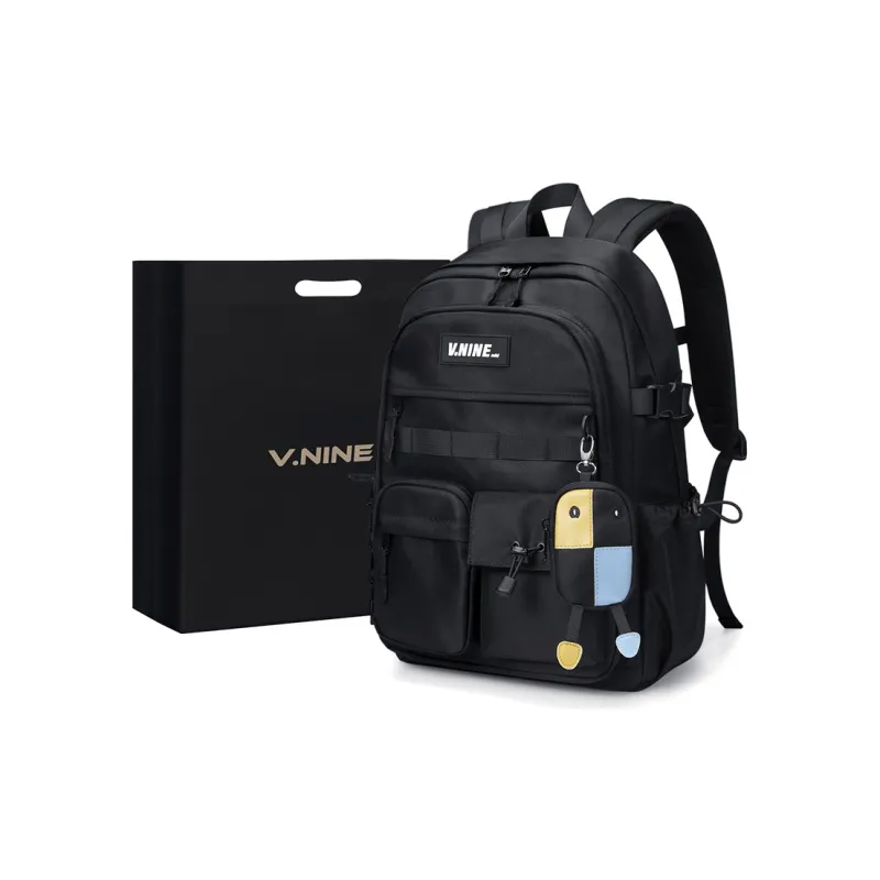 V.NINE Fabric Backpack Large Size Unisex Khaki/Obsidian Black/Smoke Gray-8