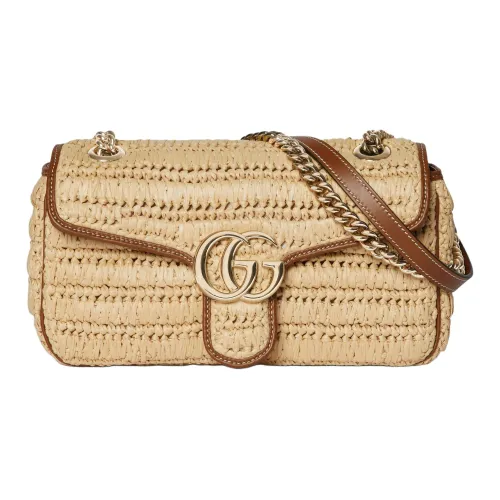 GUCCI GG Marmont Viscose Shoulder Bag Medium Size Women's Beige