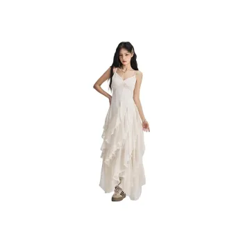 Kazakhstan Slip Dresses Women's Beige Apricot