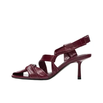 ZARA One Strap Sandals 7.5cm Women's Dark Red Color