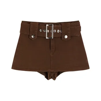 HUASJ Denim Short Skirts Women's Brown