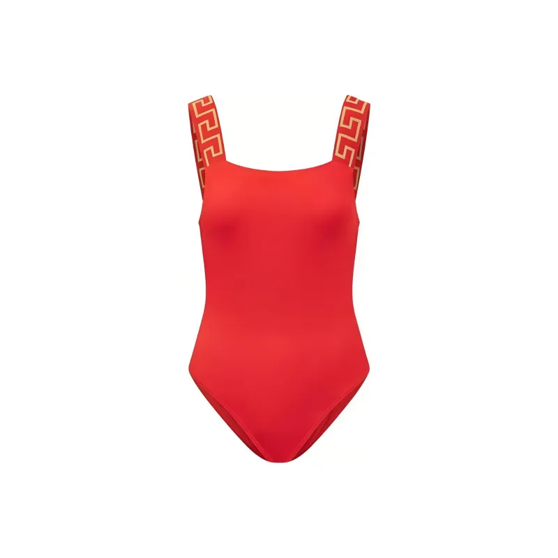 VERSACE Greca Border One-Piece Swimsuit 'Red'-0