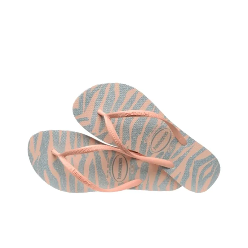 Havaianas Slim Animals Rubber Sole Abrasion Resistant Flip Flops Women's Pink-3