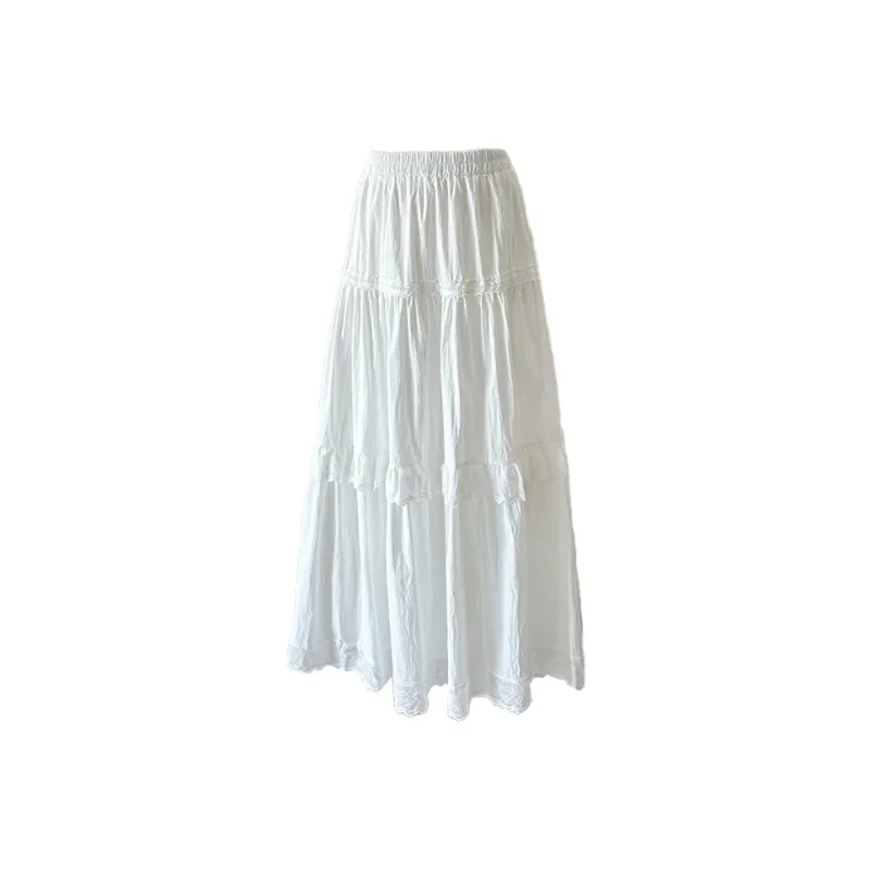 CPAURA Casual Long Skirt Women's White-0