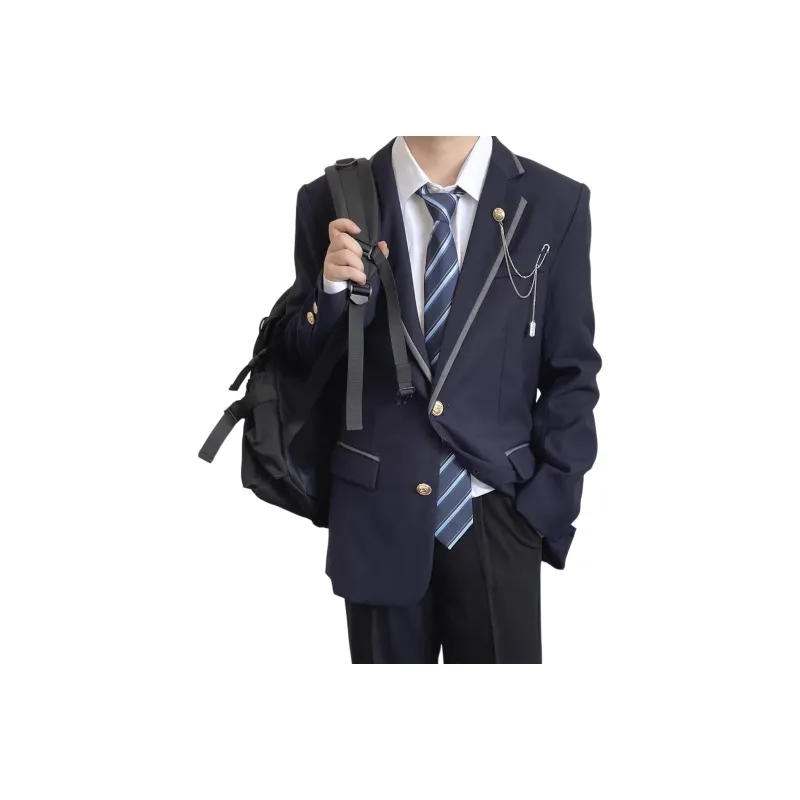 FALIAMS Business Suits Unisex Navy Blue Business Suit Coat-0