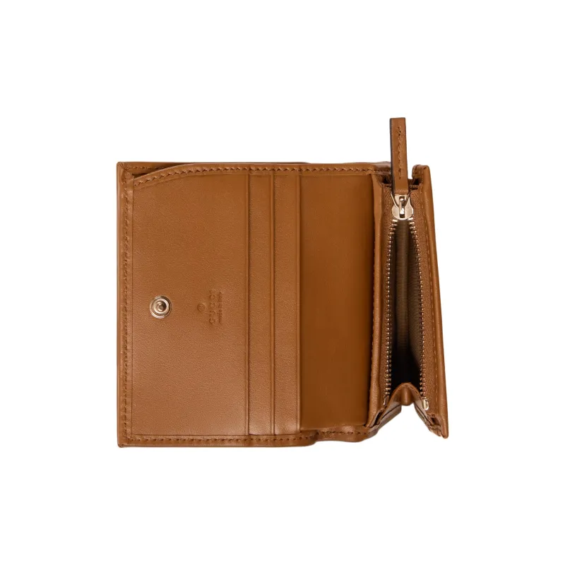 GUCCI GG Marmont Leather Wallet Mini Women's Brown-3