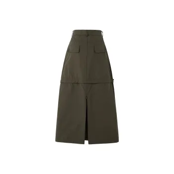 SOON FLOWER Fall Casual Long Skirts Women's Army Green