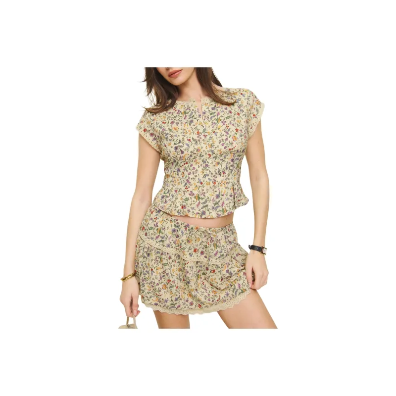 REFORMATION Valetta Two Piece Skirt Set Women's Multicolor-0