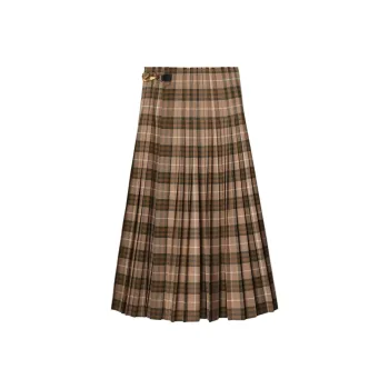 Burberry Checkered Pleated Long Skirt