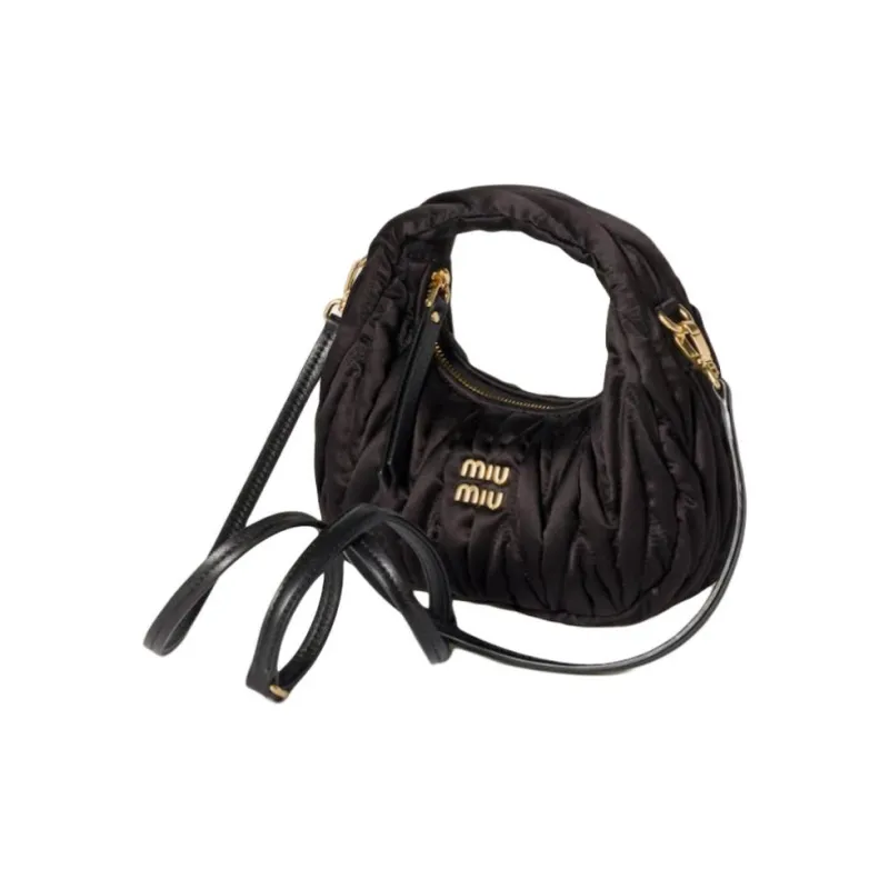 MIU MIU Wander Series Silk One Shoulder Handbag Mini Women's Black-1