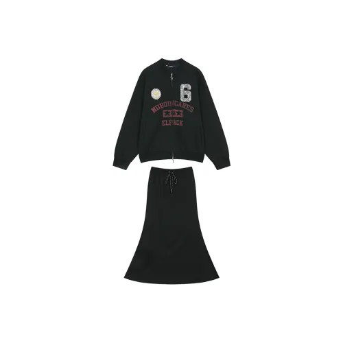 ELF SACK Skirt Set Women's Elegant Black