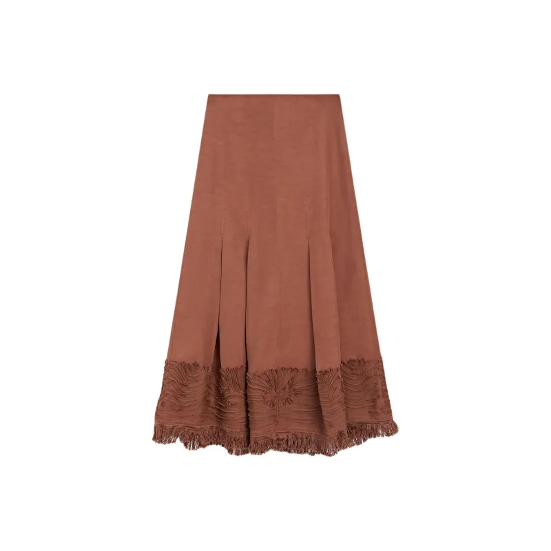Massimo Dutti Casual Long Skirt Women's Red Brown-0