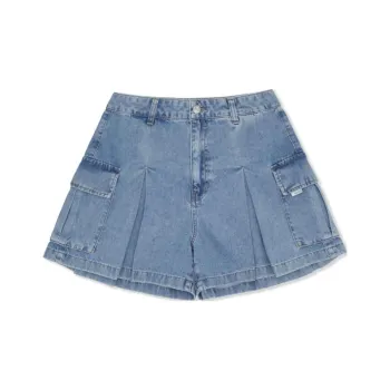 GUESS Skort-Style Denim Shorts Women's Blue