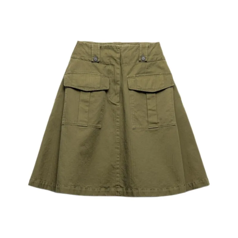 PRADA Casual Long Skirt Women's Army Green-0