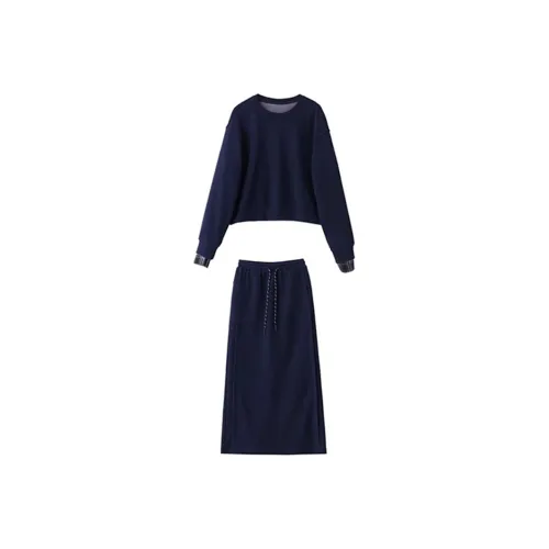 Mapping Skirt Set Women's Navy Blue
