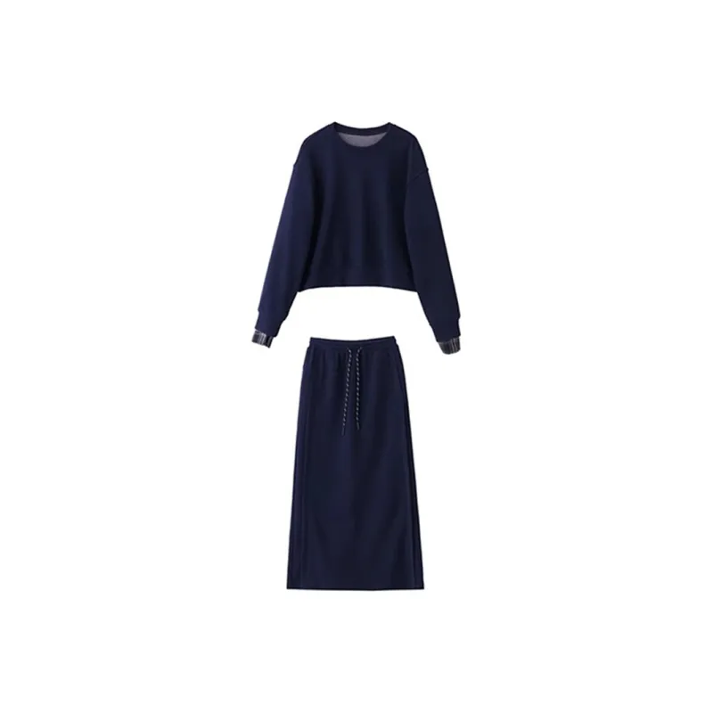 Mapping Skirt Set Women's Navy Blue-0