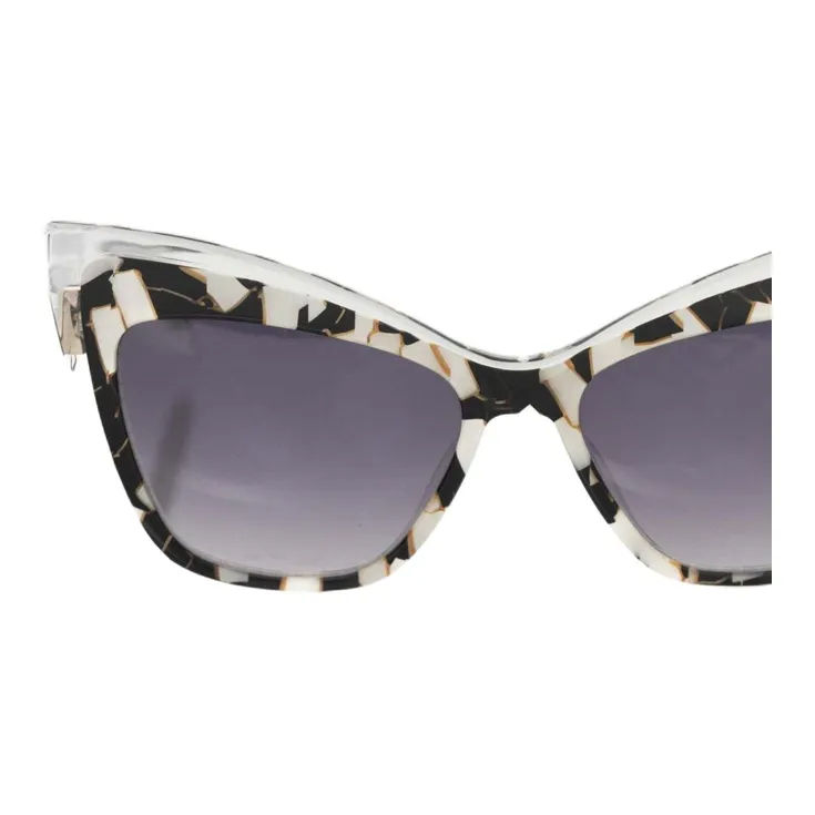 Frankie Morello Acetate Mother Of Pearl Irregular Shape Sunglasses Women's Black-2