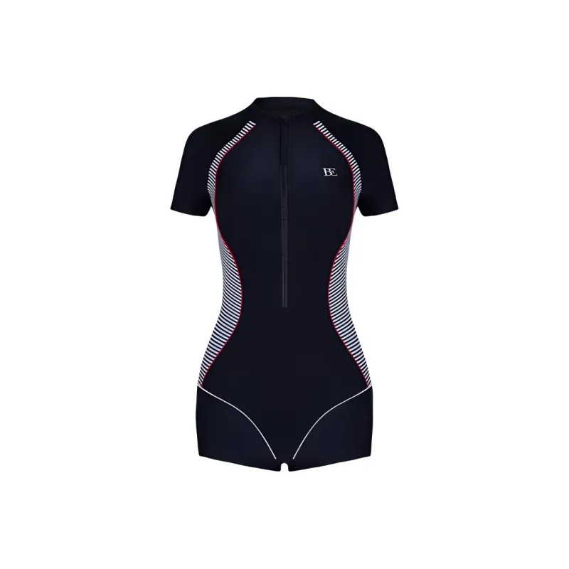 BALNEAIRE MIX Series One-piece Swimsuit Women's Modern Black White-0