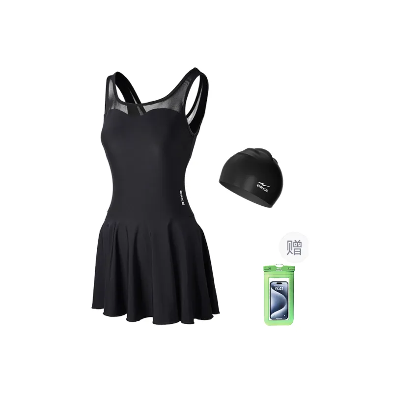 Erke One piece Swimsuit Women's Two Piece Set Black-2