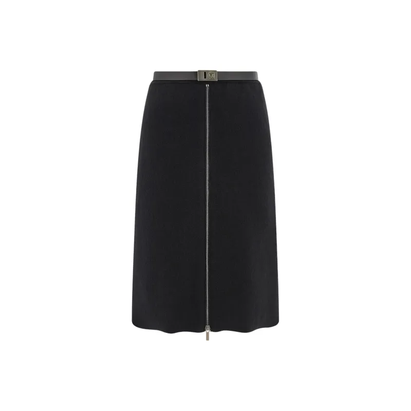 Ferragamo Zip Up Belted Skirt-0