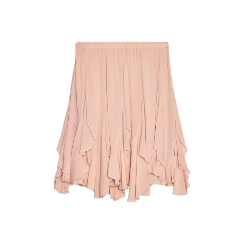 ZARA ZW Series Casual Short Skirts Women's Light Peach Pink