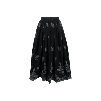 Erdem Fiona Floral embroidered Midi Skirt
