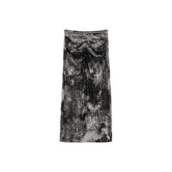 Bebe Casual Long Skirts Women's Black Silver