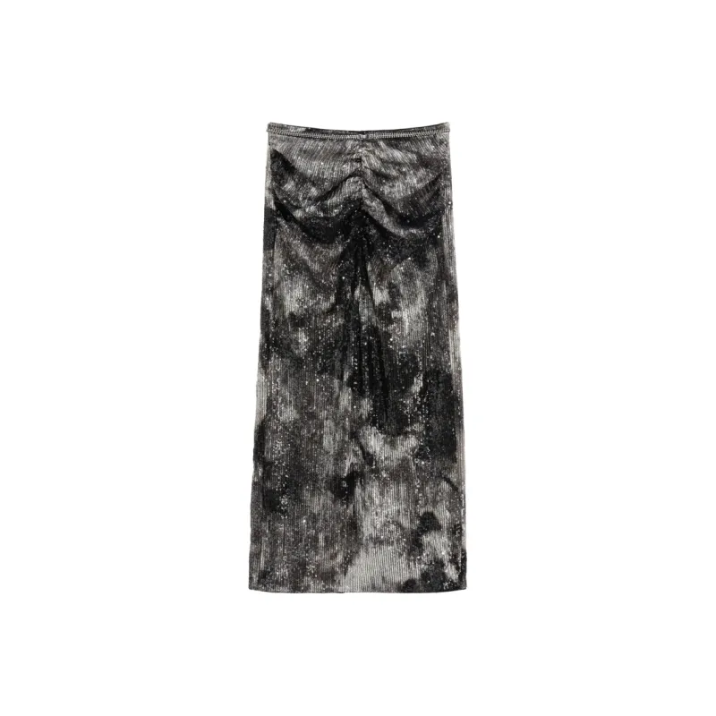 Bebe Casual Long Skirts Women's Black Silver-0