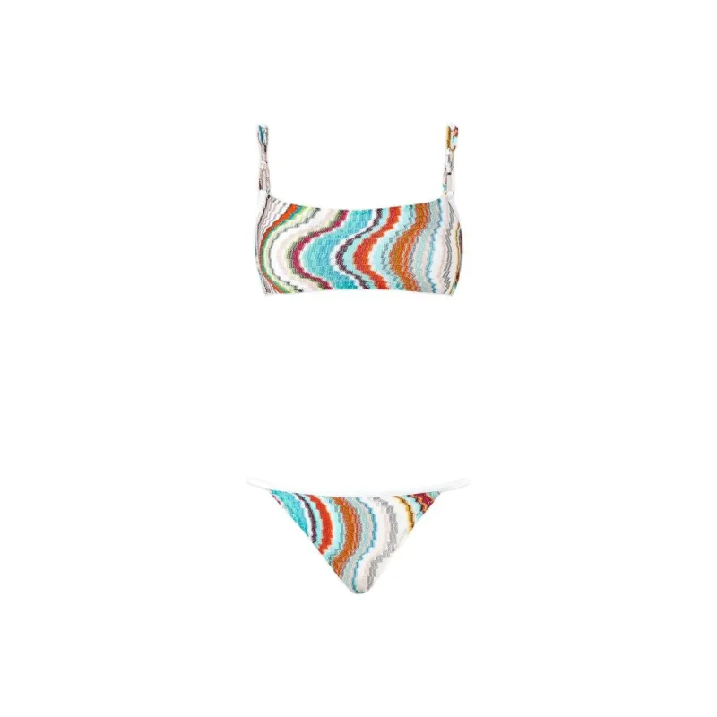MISSONI Lamé Wave Motif Bandeau Bikini-0