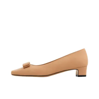 FERRAGAMO Iconic Chunky Heel High Heels 3cm Women's Nude