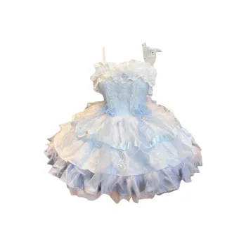 OUTDOORPRINCE Lolita Fashion Women's Blue White