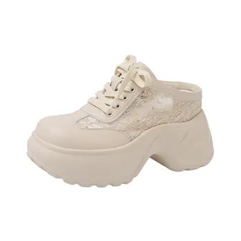 Daying Leather Patchwork Cut Out Abrasion Resistant Slip Resistant Closed Toe Slippers Women's