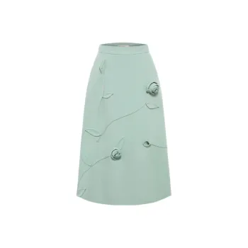 BBLLUUEE Casual Long Skirt Women's Teal Aqua Green