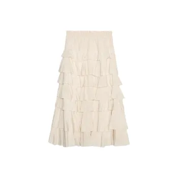 ZARA ZW Series Casual Long Skirt Women's Beige