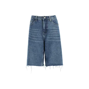 Wen Shan Denim Shorts Women's Dark Blue