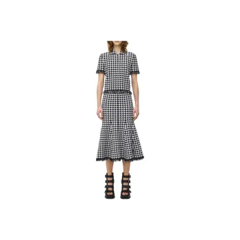 Alexander McQueen Houndstooth Midi Skirt