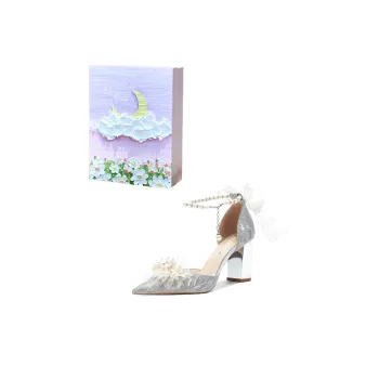 ROBINHOOD Chunky Heel High Heels For Women's Women's Silver
