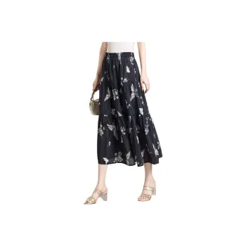 Yi Mengyuan Casual Long Skirts Women's Black Capybara Leather