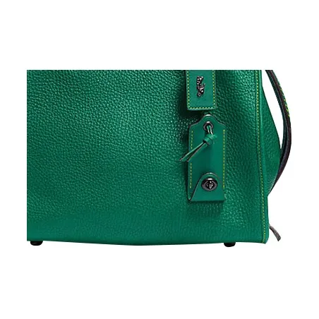 COACH Rogue Chromium Tanned Suede Leather Shoulder Bag, Crossbody Bag, Handbag Medium Size Women's Dark Green-4