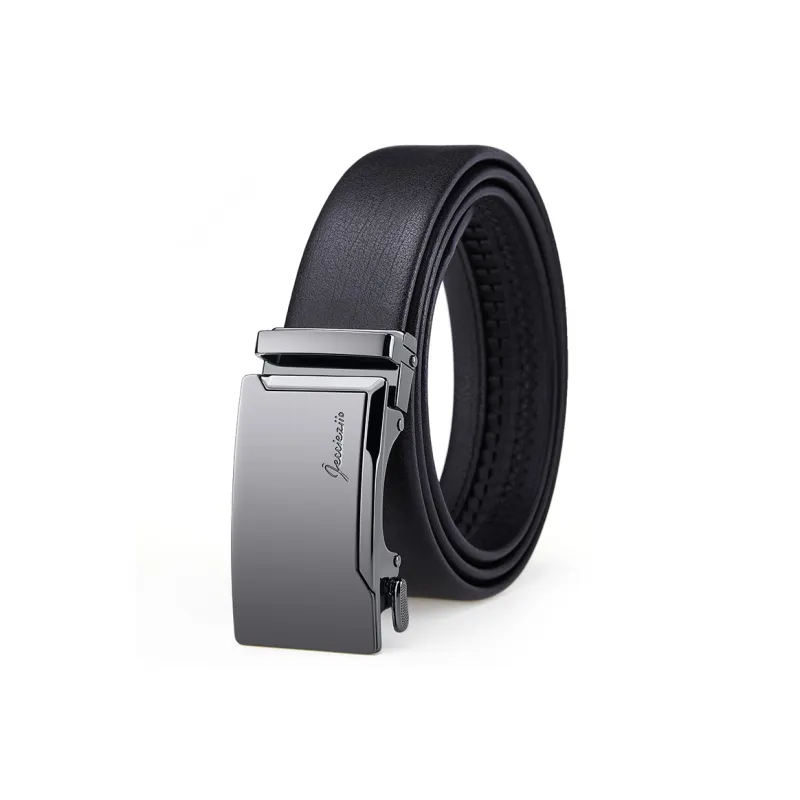 Jeccieziio Top Grain Cow Leather Belts Men's Gunmetal Width 3.5cm, Writing A Greeting Card, Printing Photos-0