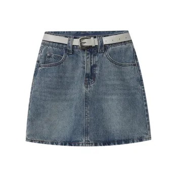 CHARM PICK Denim Short Skirts Women's Blue