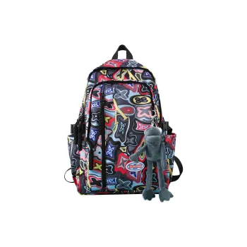 Rainbow Girl Nylon Backpack Unisex Black/Orange/Green/Pink