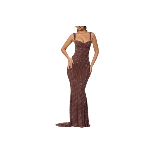 OH POLLY Idalia Evening Dress Women's ESPRESSO/Dark Coffee Color