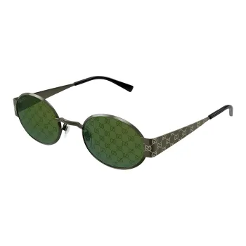 GUCCI Metal Oval Sunglasses Men's Green